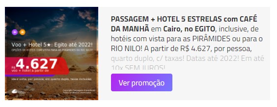 texto anunciando hotel com vista para as piramides do egito